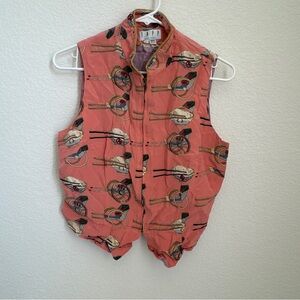 90 TAPP New York Vintage Silk Asian Rice Print Vest